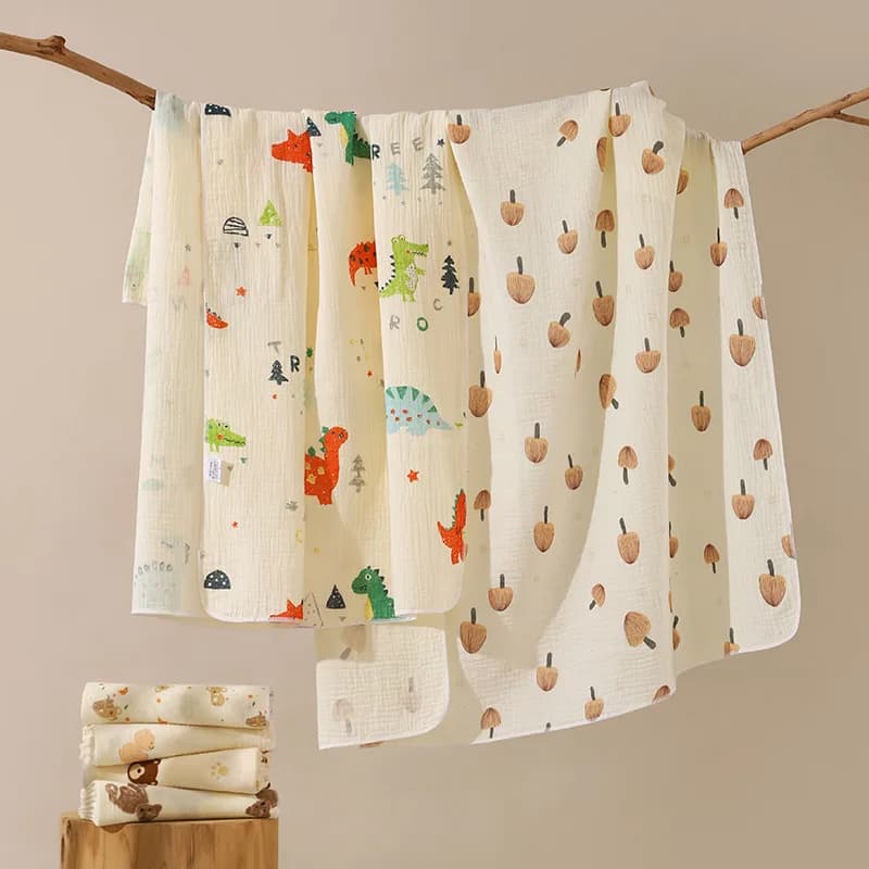 100X100 cm Asciugamano da bagno per bambini Coperta in mussola per neonato 2 strati di garza di cotone Swaddle Wrap Biancheria da letto per bambini Copertura per passeggino Fasce