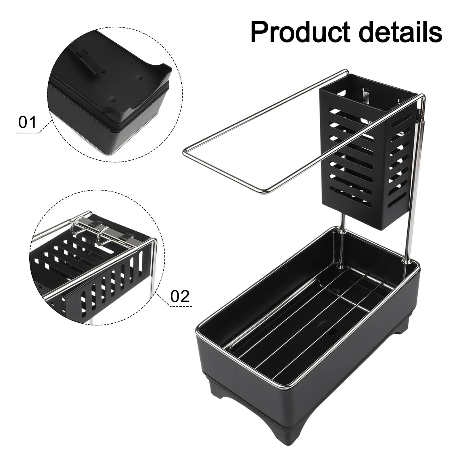 Lavello da cucina Scolapiatti Porta spugna Lavello da cucina Scolapiatti Dispenser di sapone Organizzatore con portasciugamani per cucine Luoghi di lavoro
