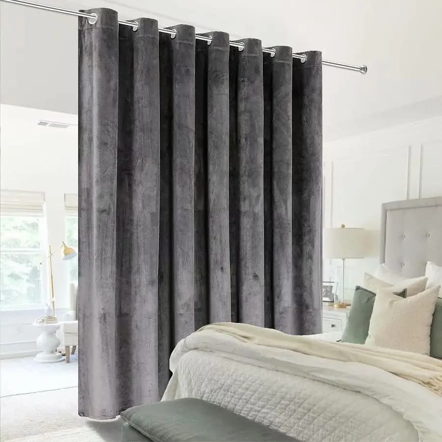 Bedroom Divider Tent, Velvet Larghe Curtains for Glass Sliding Doors, Divider Panel with Eyelets for Privacy in Living Room