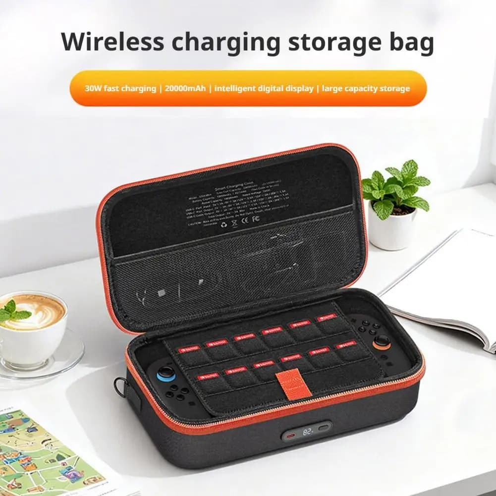 Custodia di ricarica per Nintendo Switch 2, borsa da viaggio con power bank da 20000mAh, uscita USB-C magnetica PD da 35W, guscio rigido in EVA e tracolla