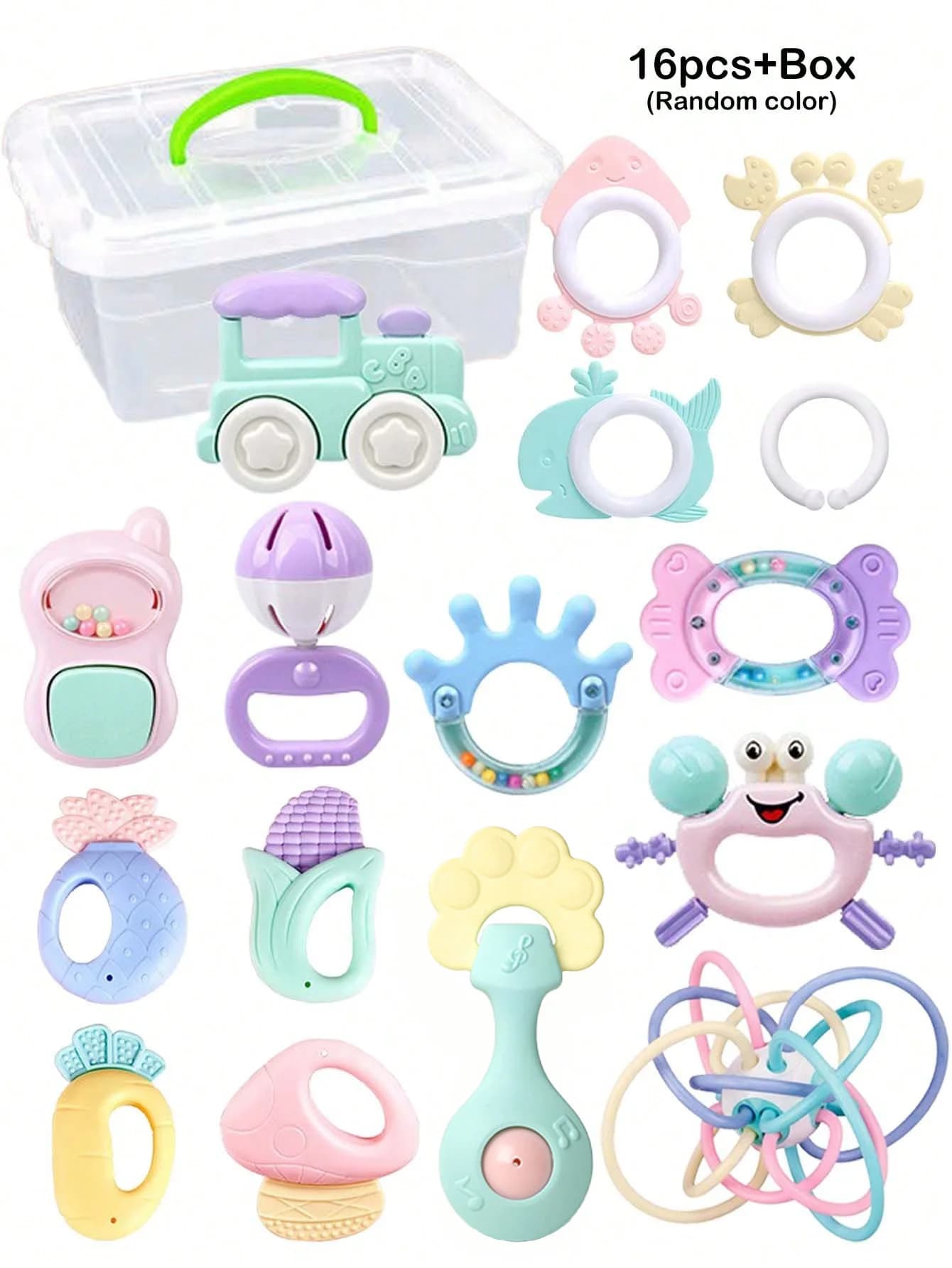 Set di 16 Sonaglietti per Neonati, Giocattoli Educativi Sensoriali per Bambini, Regalo per Neonati e Bambine
