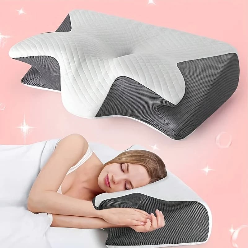 Cuscino Ergonomico per il Collo per Chi Dorme su un Fianco, sulla Schiena e sullo Stomaco - Design Sagomato, Rilassamento delle Spalle, Supporto Morbido ma Comodo