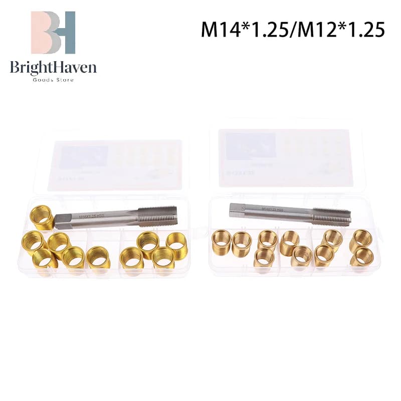 Spark Plug Thread Hole Repair Tools Metal M12x1.25 Inserts M14x1.25 Tap 14mm Rethreaded Kit Threaded Tap Spark Plug Tap Inserts