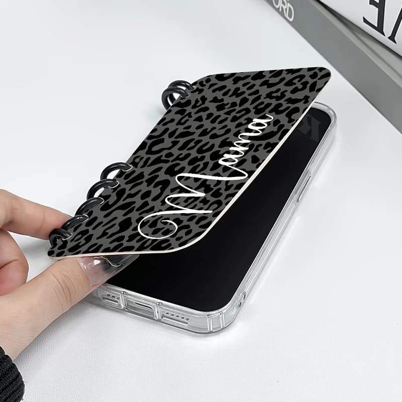 Leopard print flip style phone case suitable for iPhone 17 16 15 14 13 12 11 Pro/Max/Plus anti drop and shockproof back cover