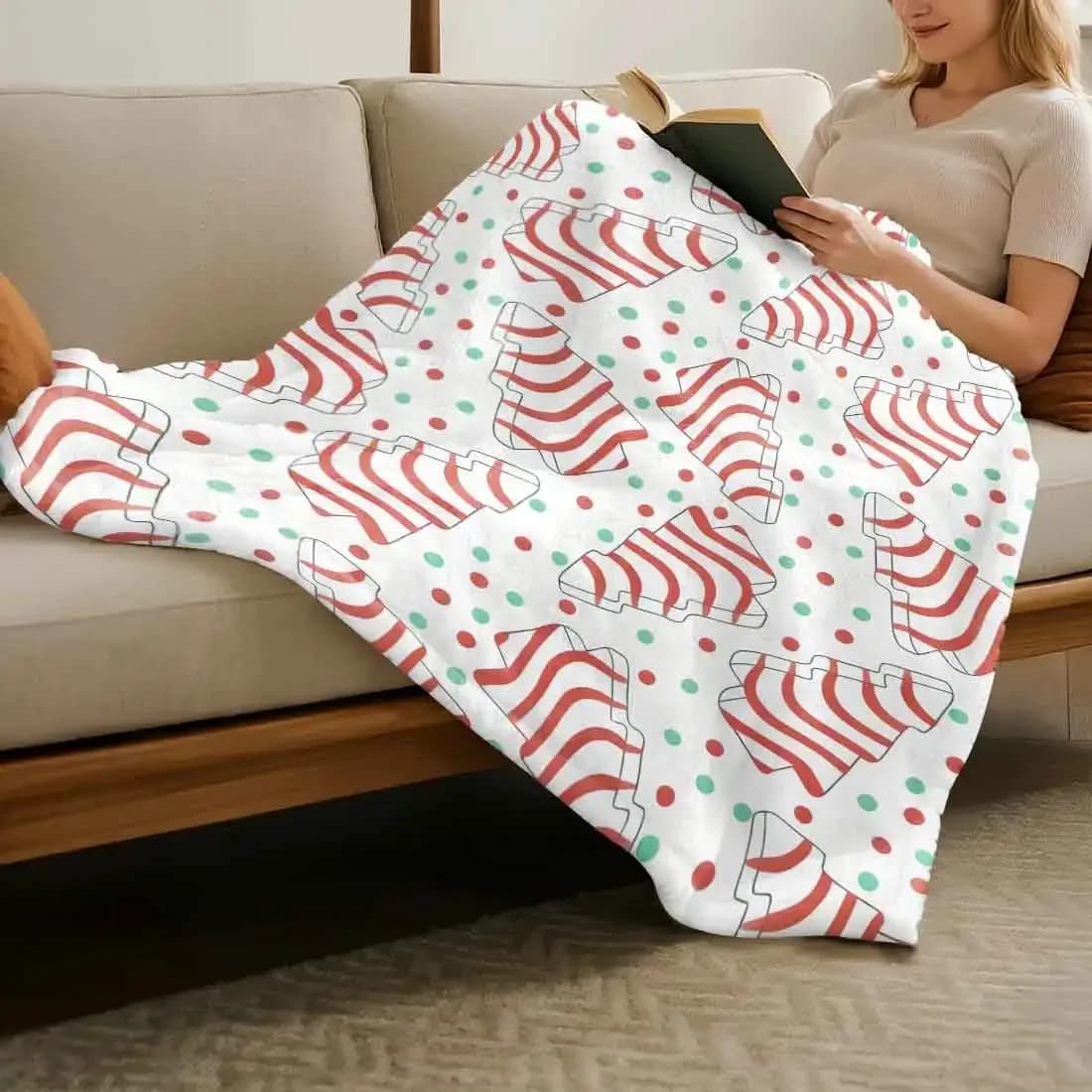 Coperte natalizie a pois a righe, calde e morbide, in peluche, per l'inverno, ufficio, camera da letto, divano, regali da viaggio, decorazioni per la casa