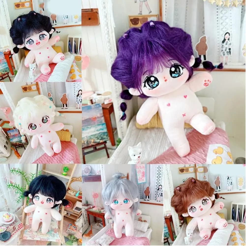 Bambola di cotone da 20 cm può essere posizionata in una forma a forma di cartone animato, bambola da vestire, morbida, imbottita, giocattolo carino in stile anime