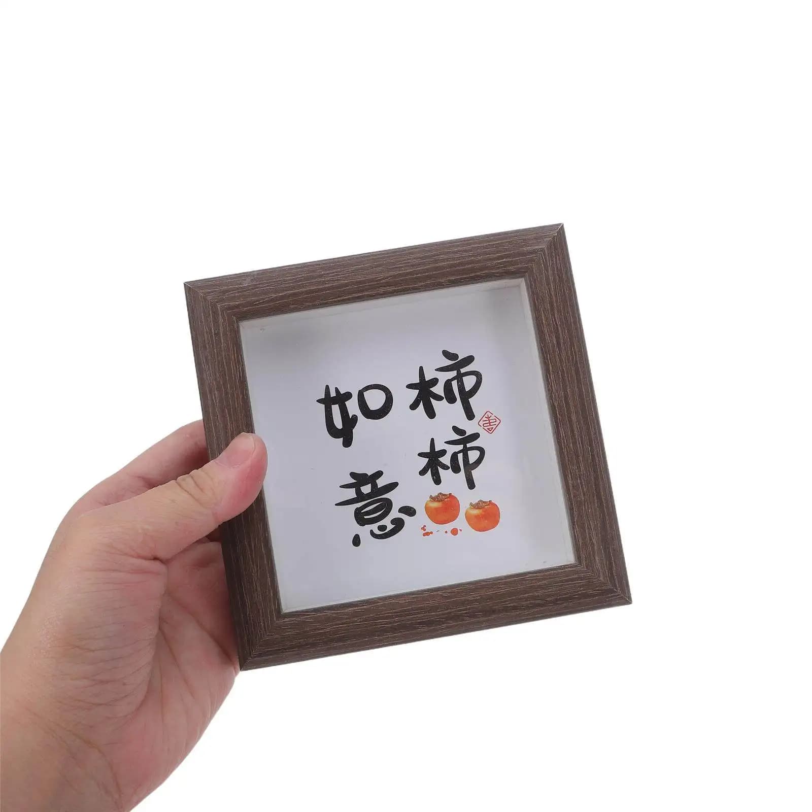 Set di 4 Cornici Shadow Box Mini Rustiche per Esposizione di Medaglie, Premi, Foto e Ricordi, Cornici da Tavolo 4x4