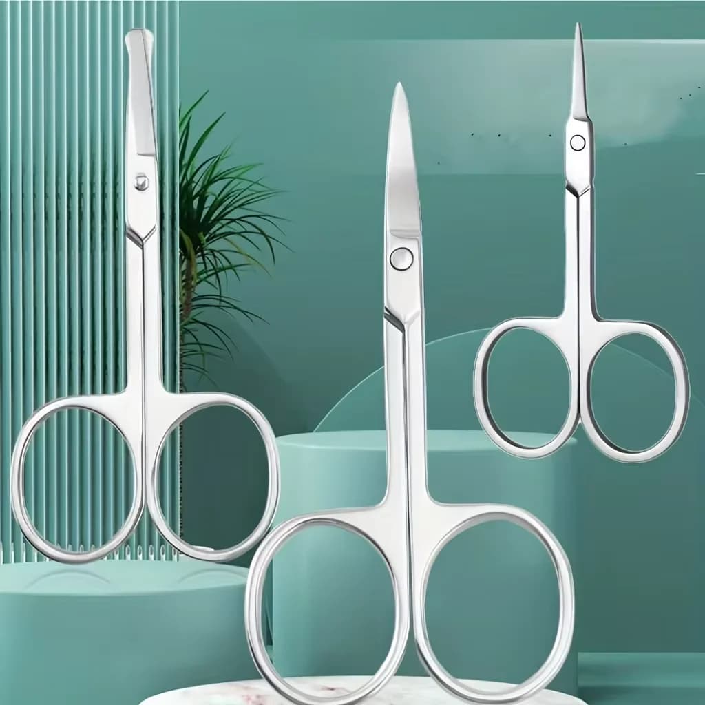Forbici Piccole in Acciaio Inossidabile, Punta Curva e Arrotondata per Sopracciglia, Ciglia, Barba e Baffi