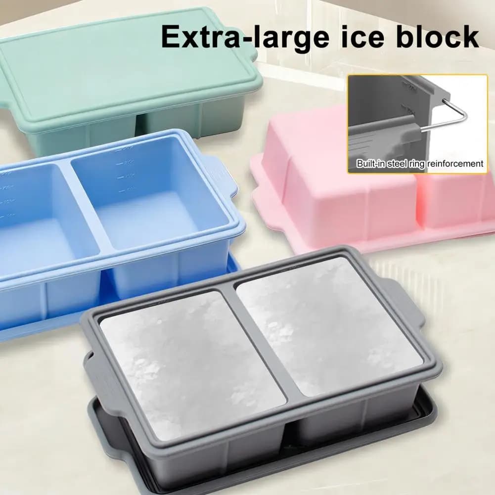Stampo per Cubetti di Ghiaccio in Silicone Flessibile, Vassoio Quadrato per Ghiaccio con Coperchio, Stampo in Silicone per Alimenti per Whisky e Cocktail, Anti-perdita