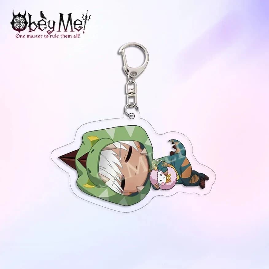 6 centimetri Anime Portachiavi Obey Me Mammon Leviatano Satana Acrilico Portachiavi Cinghia Kawaii Pigiama Figura Accessori Appesi Chaveiros