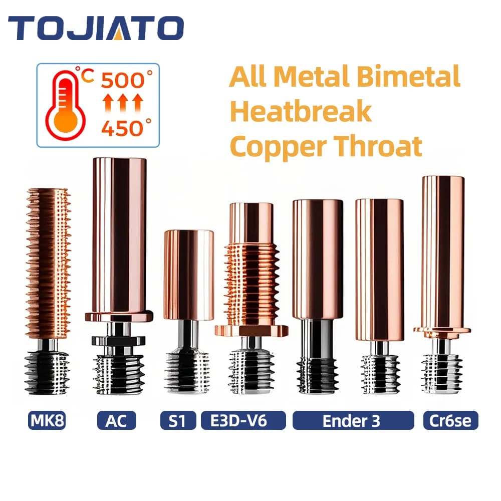 E3D V6 Lega di titanio Rame Bi-metallo Gola Heatbreak Gola per HOTEND Blocco riscaldatore per Ender3 CR10S CR6 SE Parti della stampante 3D