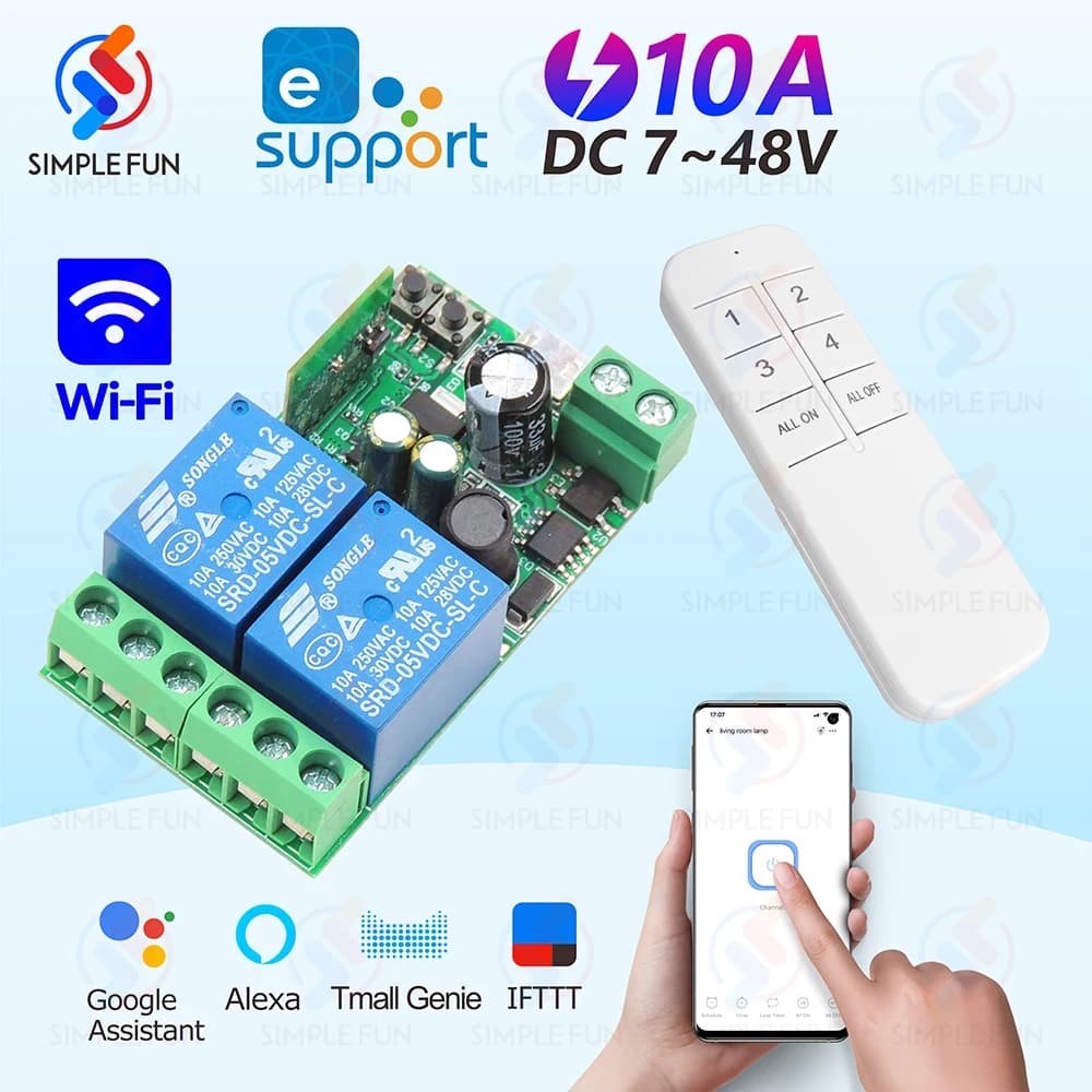 EWelink Smart Switch WiFi, ricevitore relè DC 5V 12V 24V 48V 2CH, modulo timer, controllo vocale Alexa Google Home, modifica interruttore
