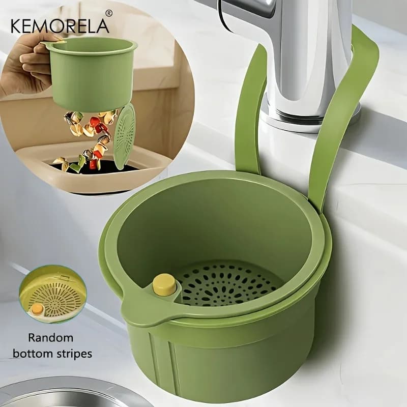 1pc Self Cleaning Kitchen Sink Strainer Basket Press Automatic Dumping Waste Catcher Faucet Hanging Draining Basket Trash Filter