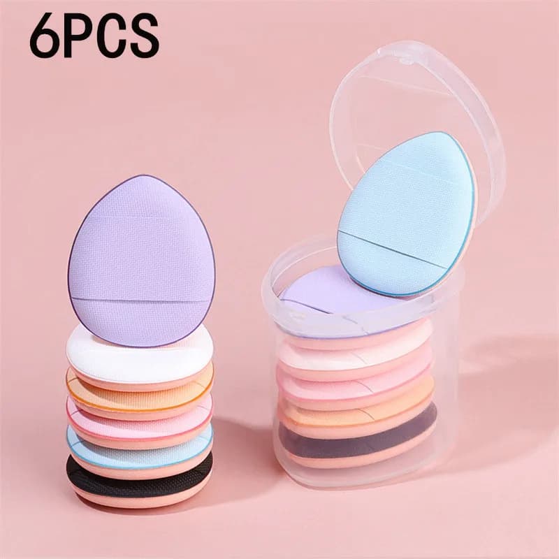 Set di 6 Spugnette per Trucco con Scatola, Applicatori per Fondotinta Cushion, Cipria, Correttore Viso, Crema BB, Strumenti Cosmetici