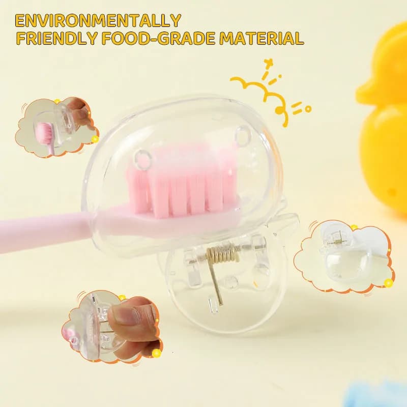 2 Pezzi Porta Spazzolino da Denti Riutilizzabile in Plastica a Forma di Paperella, Clip Protettiva per Spazzolino da Viaggio, Custodia Portatile per Spazzolino