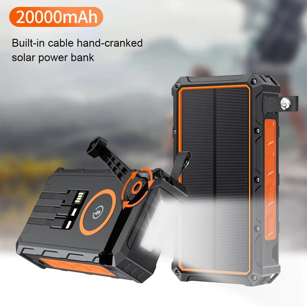 Batteria esterna per caricabatterie portatile a ricarica rapida con manovella solare da 200000 mAh per iPhone Samsung Xiaomi Powerbank