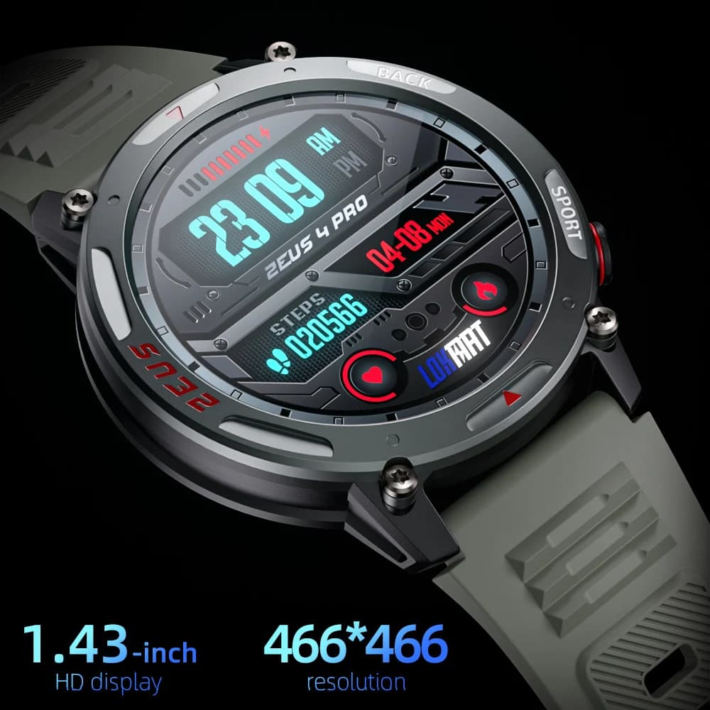 LOKMAT 5 ATM Smart Watch impermeabile 1.43 "466 x466 Amoled HD Screen BT chiama smartwatch Fitness Tracker Monitor per Smart Phone