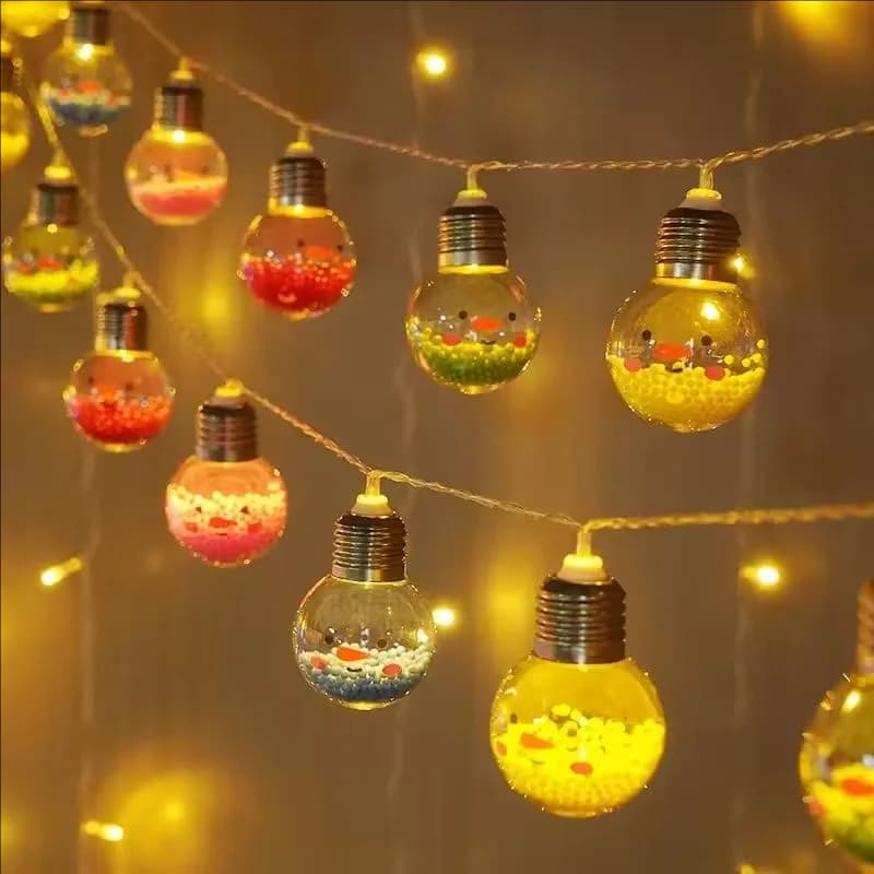 1PC 1.5M10LED Lampadina Di Natale Palla Luci Della Stringa Sorridente Albero Di Natale Lampada Decorativa Lucine Per La Festa Di Compleanno Della Stanza
