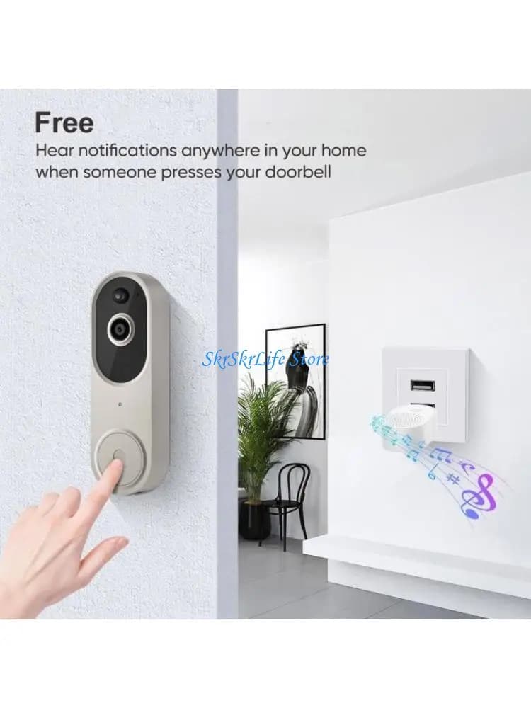 E65E Night Visibility Video Doorbell Wireless Intercom Motion Sensors Alerts Weatherproof ABS Material Home Safety Device