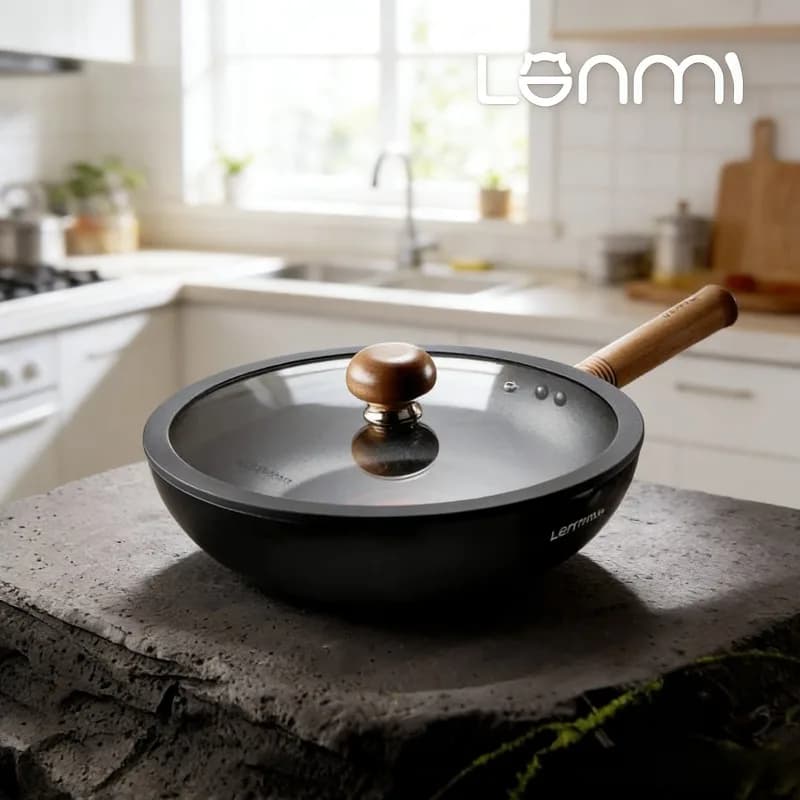 LANMI 28/30cm Aluminum Alloy Frying Pan High Quality Non-stick Frying Pan Iron Wok Suitable for Home Use Kitchen Supplies