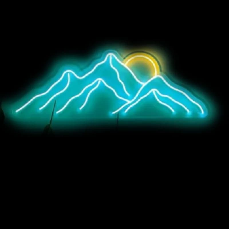 Insegna al neon Insegne al neon di montagna Alba Decorazioni per la casa Alba Decorazione della stanza Tramonto Arte della parete Decorazione della finestra Guarnizione di vetro reale Artigianato