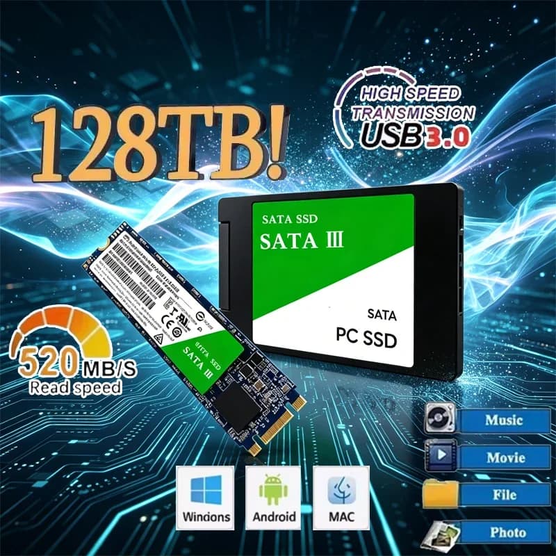 Disco a stato solido per PC, SSD per laptop, microcomputer, desktop, 2,5 pollici, alta velocità, 500 GB, 1 TB, 2 TB, disco rigido interno SATA3