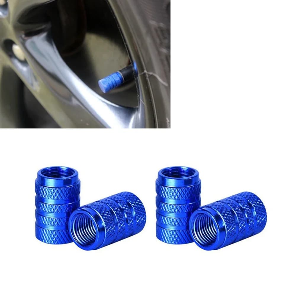 4 Pezzi Tappi Universali per Valvole Pneumatici Auto, Coperture Antipolvere in Alluminio per Valvole Aria Ruote, Accessori Auto