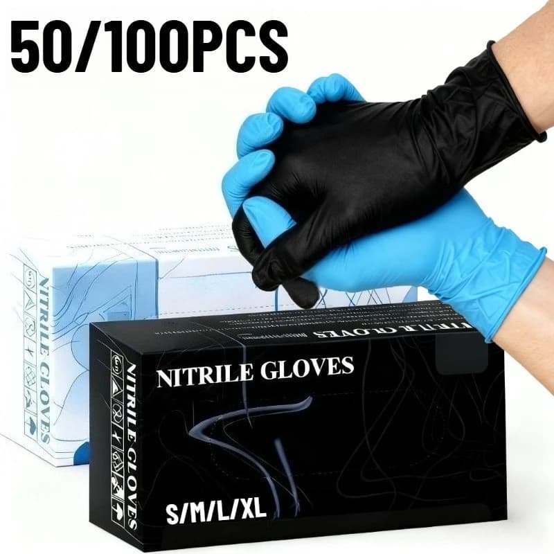 50/100PCS Nero/Bianco/Blu Guanti In Nitrile Guanti Impermeabili Usa E Getta Per La Cucina Per La Casa Pulito Parrucchiere lavare i piatti