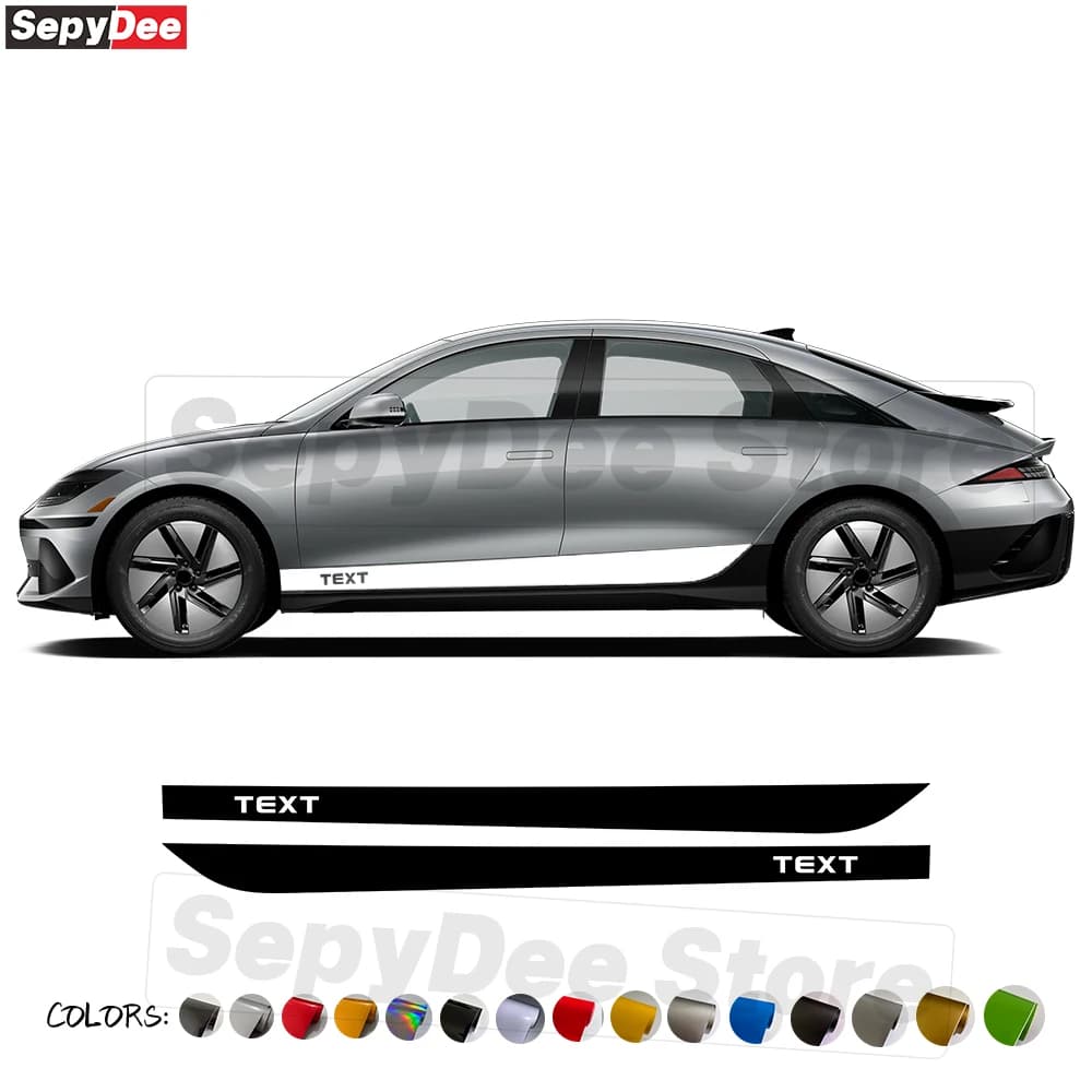 2Pcs Racing Sport Car Door Side Stickers for Hyundai Ioniq 6 EV Auto Body Decor Text Customized Stripe Kits Decals Accessories