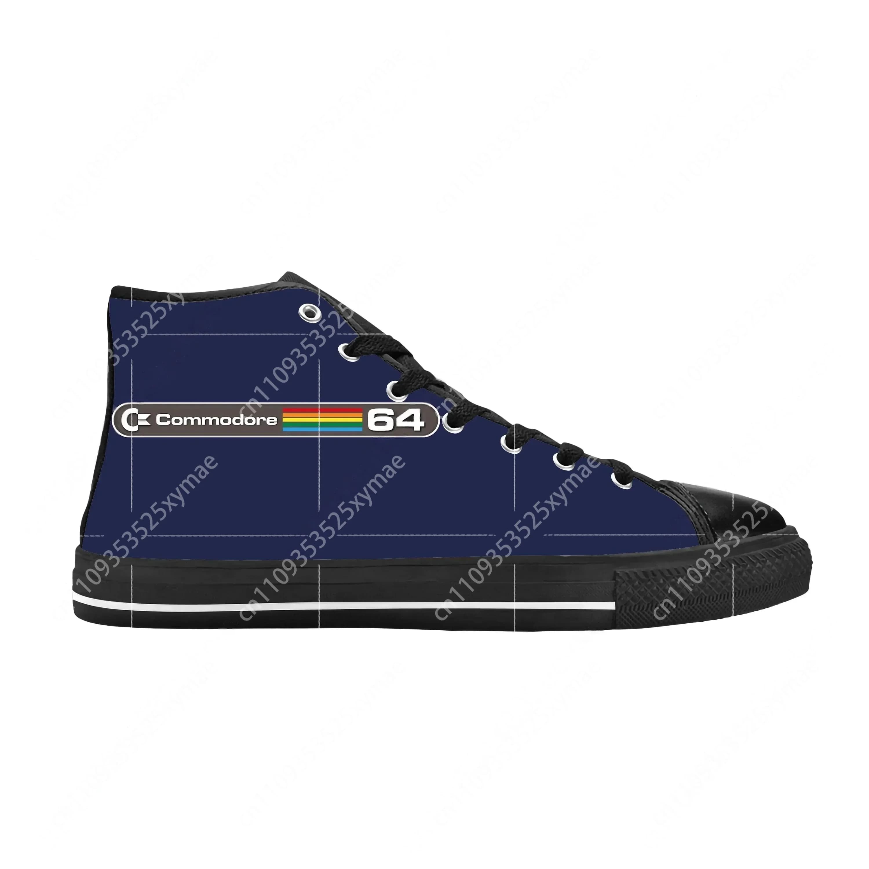 Scarpe Casual in Tessuto con Stampa 3D C64 COMMODORE 64 COMPUTER Game Rock Anime Cartoon, Comode e Traspiranti, Sneakers Alte per Uomo e Donna