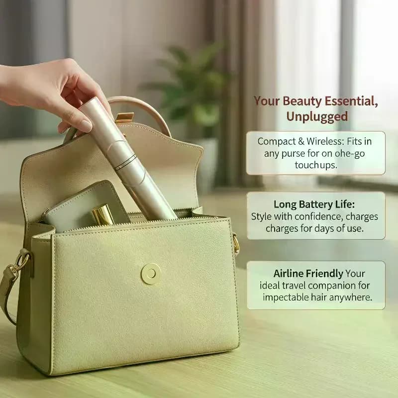 Mini Fast Heating Cordless Hair Straightener Brush Lipstick Sized Compact Rechargeable Styler for Travel Camping