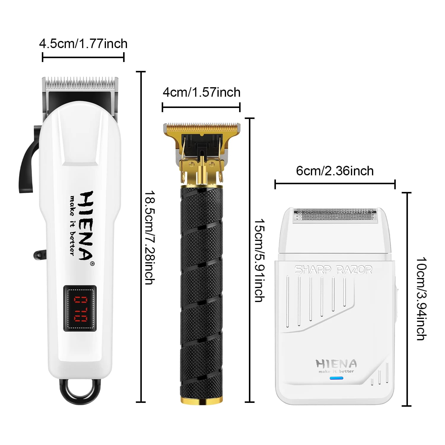Professional Hair Cutting Set with Wireless Charging, Men's Beard Trimmer, Electric Care Kit 3 Pieces with Scissors and Combs