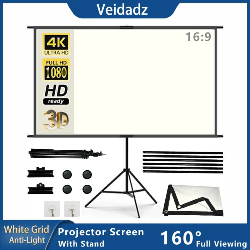 Schermo del proiettore con supporto griglia bianca Anti-luce 2.0 guadagno tela 100 120 pollici per schermo di proiezione Home Theater Outdoor 4K HD