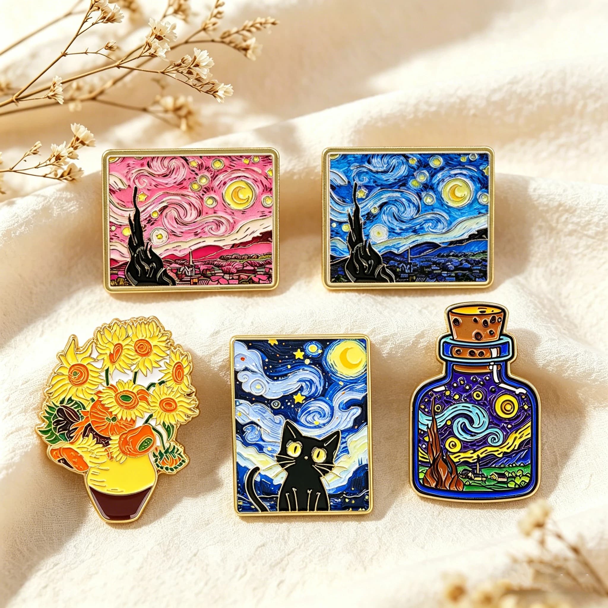 Spilla in smalto Van Gogh: Notte Stellata, spilla da borsa, distintivo per vestiti, gioiello da donna e uomo, regalo per amici
