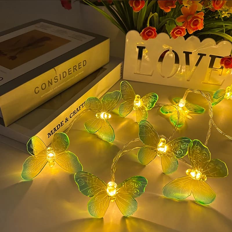Catena di Luci LED a Batteria a Forma di Farfalla da 1,5M, Luci Fatate per Matrimoni, Compleanni, Decorazioni per Stanze, Giardini, Camere da Letto e Soggiorni