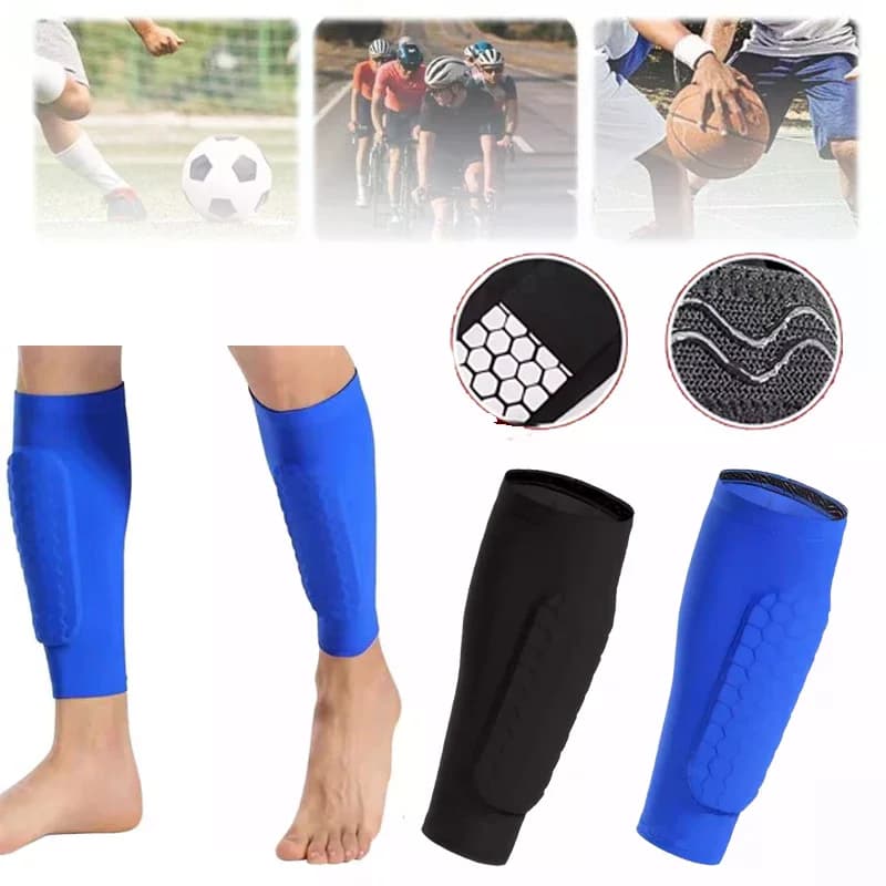 Protezione da calcio Tibia Sci con imbottitura a nido d'ape Sport Parastinchi Manica protettiva per polpacci Trail Running Leggings Calzini da calcio