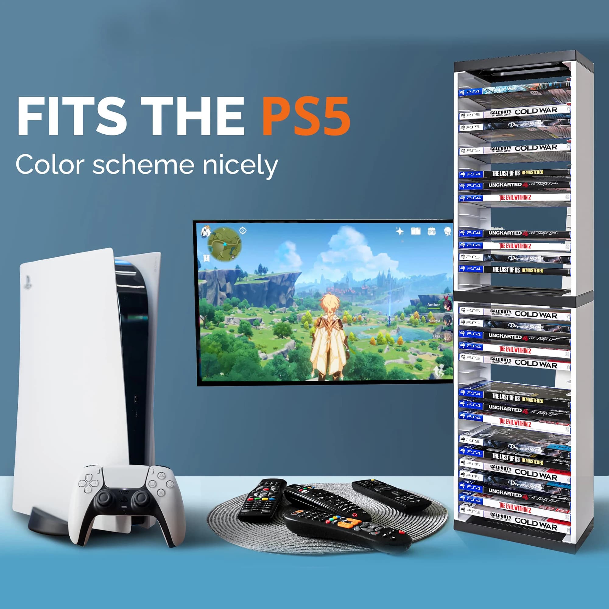 Supporto per scatola di immagazzinaggio a doppio strato per disco console per PS5/PS4/Nintendo Switch Scaffale per dischi per accessori per supporto Xbox Series X