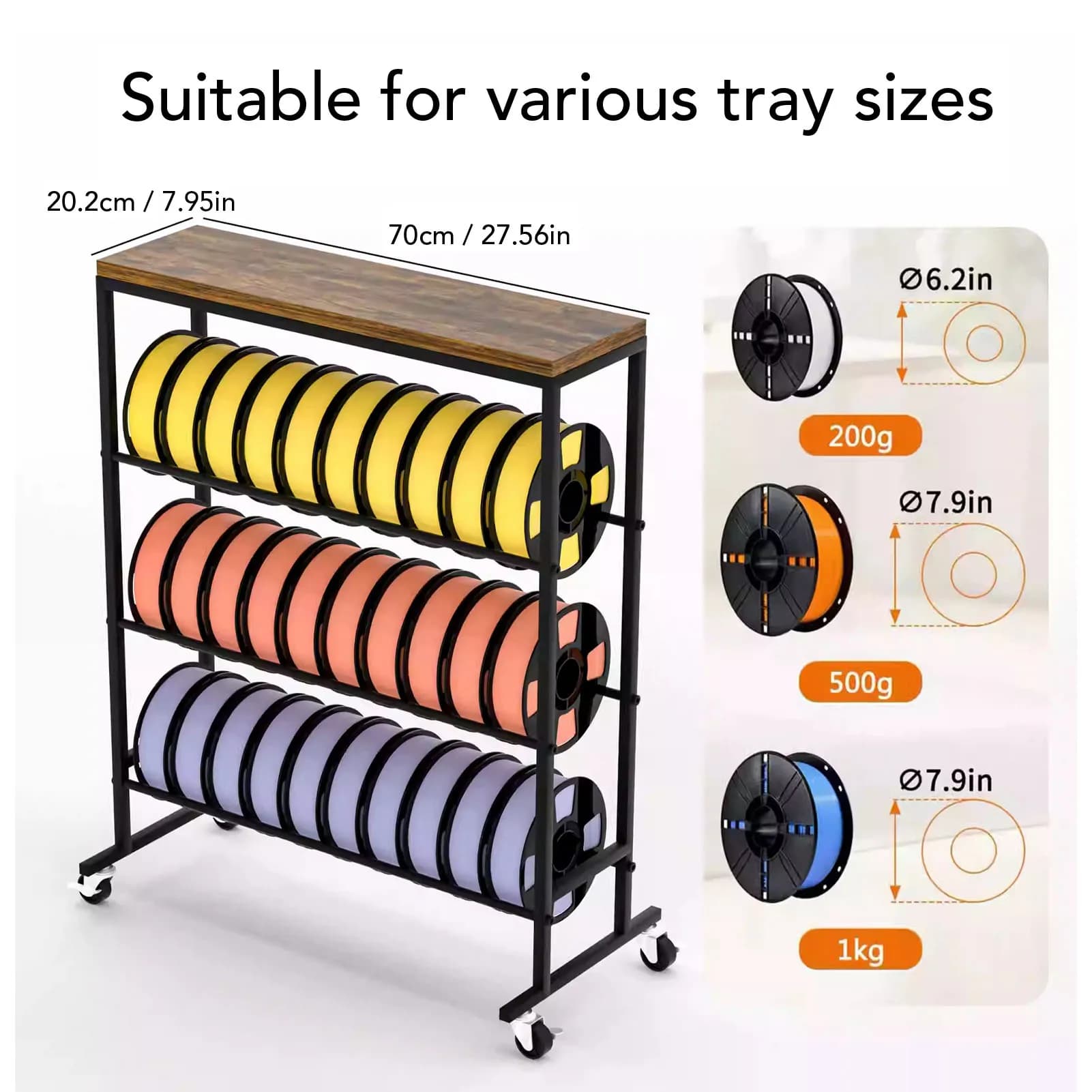 Organizzatore di Filamenti per Stampante 3D, Porta Filamenti a 4 Livelli, Contiene 33 Bobine, Supporto per Bobine di Filamento PLA TPU ASA per Studio, Garage, Officina