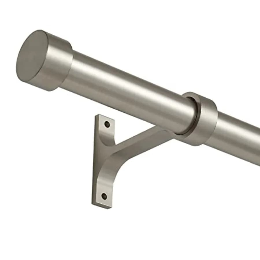 Curtain Rods for Windows 72 to 144 InchAdjustable Drapery Rods with Aluminum End Cap and Full Surround Brackets 1-Inch Window C