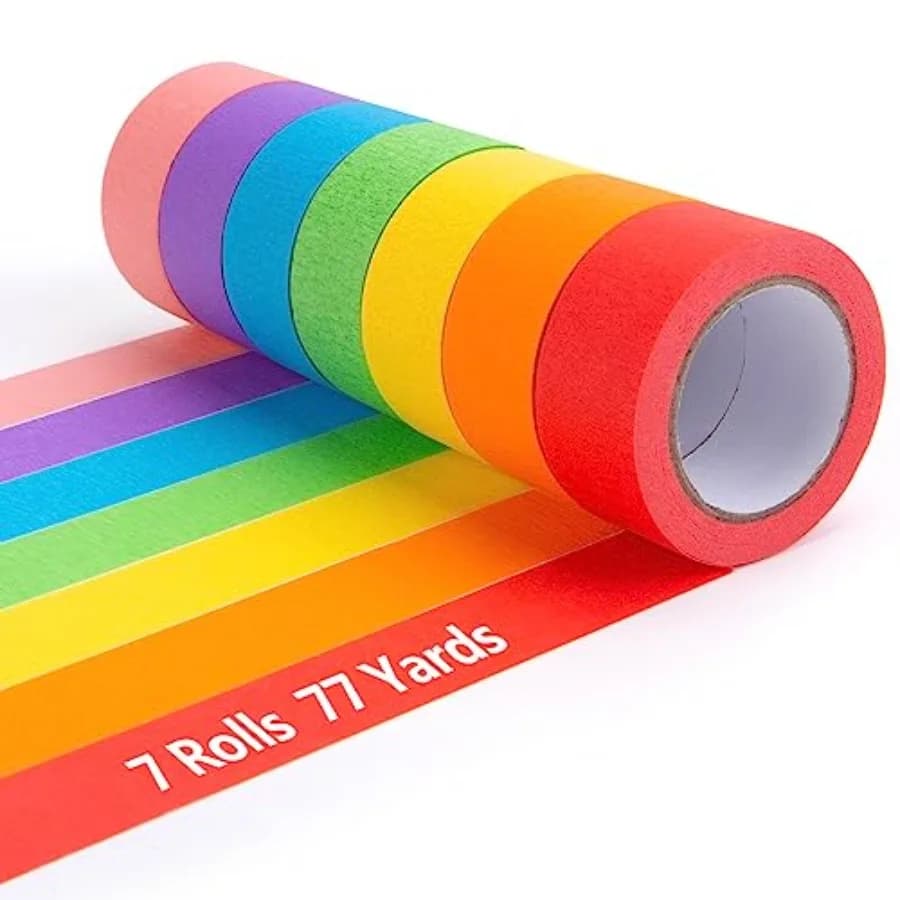 7PCS Colored Masking Tape, Washi Tape Set for Arts and Crafts, Art Supplies, 330 Feet x 1 Inch