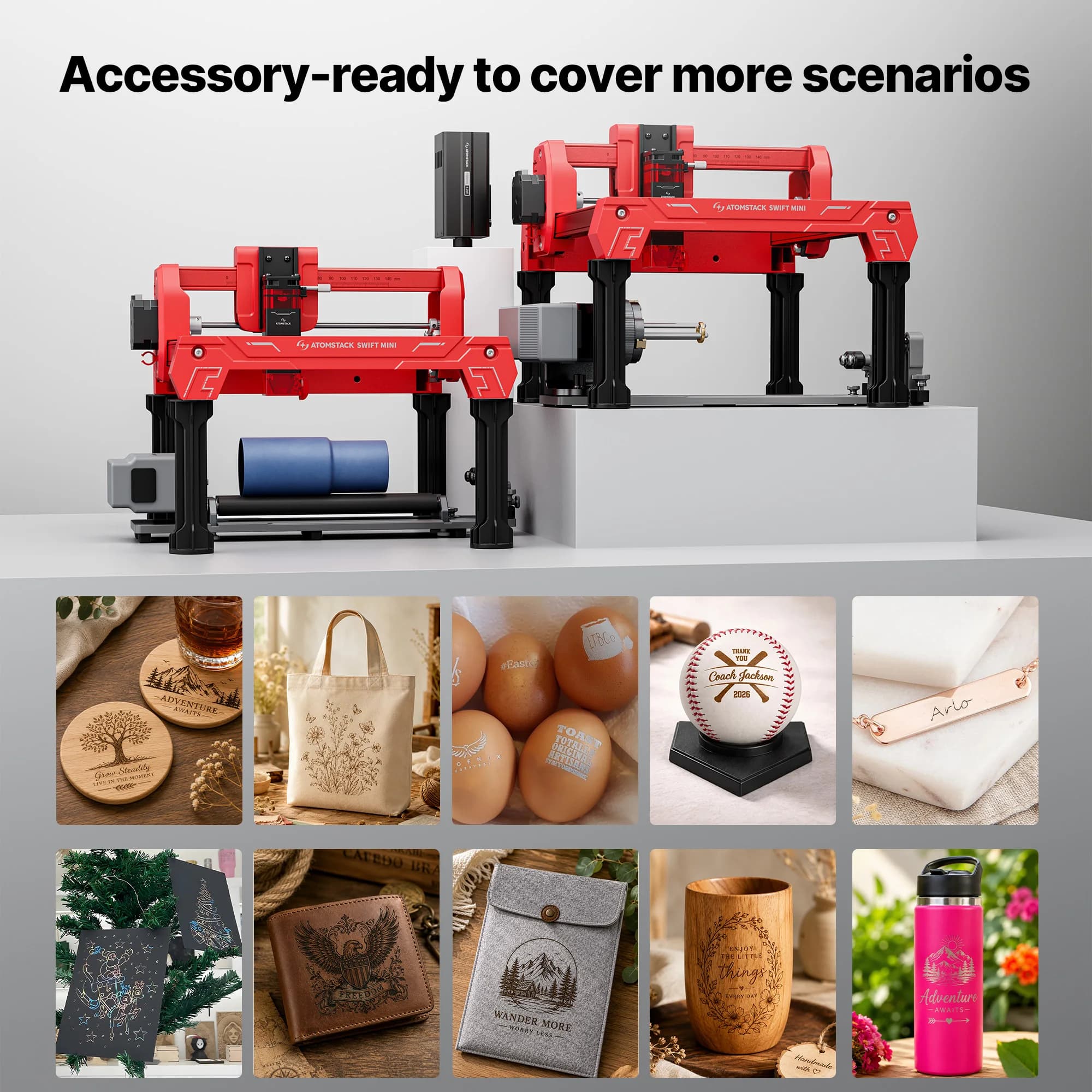 ATOMSTACK Swift Mini 2.5W 3W 5W Laser Engraver Machine Portable Desktop DIY Laser Cutter Beginner Engraving Machine LightBurn LaserGRBL Compatible High Precision Home Hobby Craft Gift Maker For Wood Leather Paper Bamboo Cardboard Acrylic Easy Setup