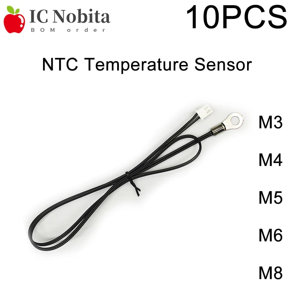 Sonda OT sensore di temperatura NTC da 10 pezzi con anello in rame 5K 10K 20K 50K 100K termistore B3950 1% montaggio filettato