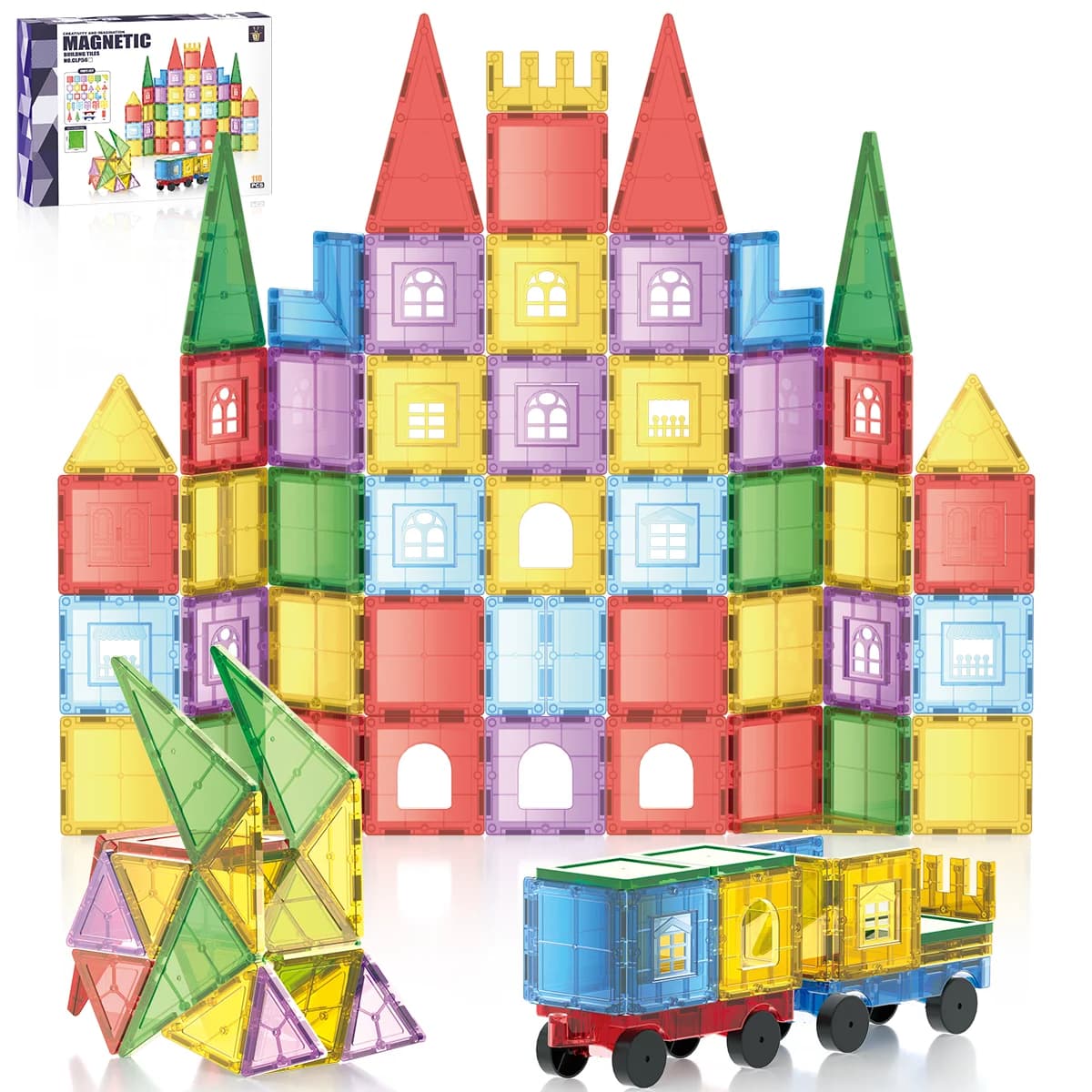 Magnetic Building Blocks Construction Set Puzzle Tiles Montessori Sensory Educational DIY Toy 3Years+ Old Kids Boys Girls Gifts
