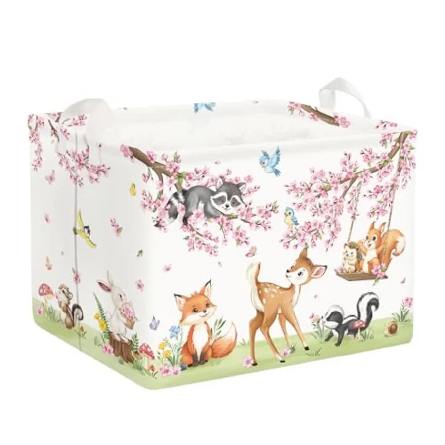 Cesto portaoggetti per bambini a forma di animale della foresta, cesto portabiancheria a forma di foglia, regalo per bambini e bambine, scatola porta giocattoli, organizer pieghevole per vestiti, contenitore per cameretta