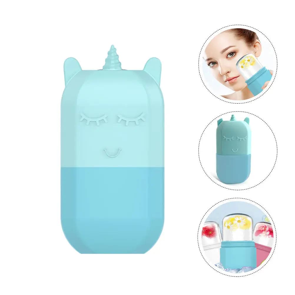 Mini Rullo Facciale Refrigerante a Forma di Unicorno, Strumento Massaggiante Riutilizzabile per il Viso, Stampo per Ghiaccio per Donne, Strumento di Bellezza Rinfrescante