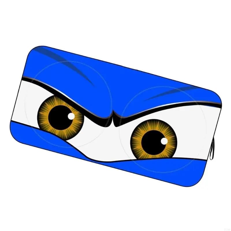 77HF Funny Blue & Red Eyes Auto Parabrezza Sun Shade (1 pezzi) Slievo solare protezione UV pieghevole con design divertente