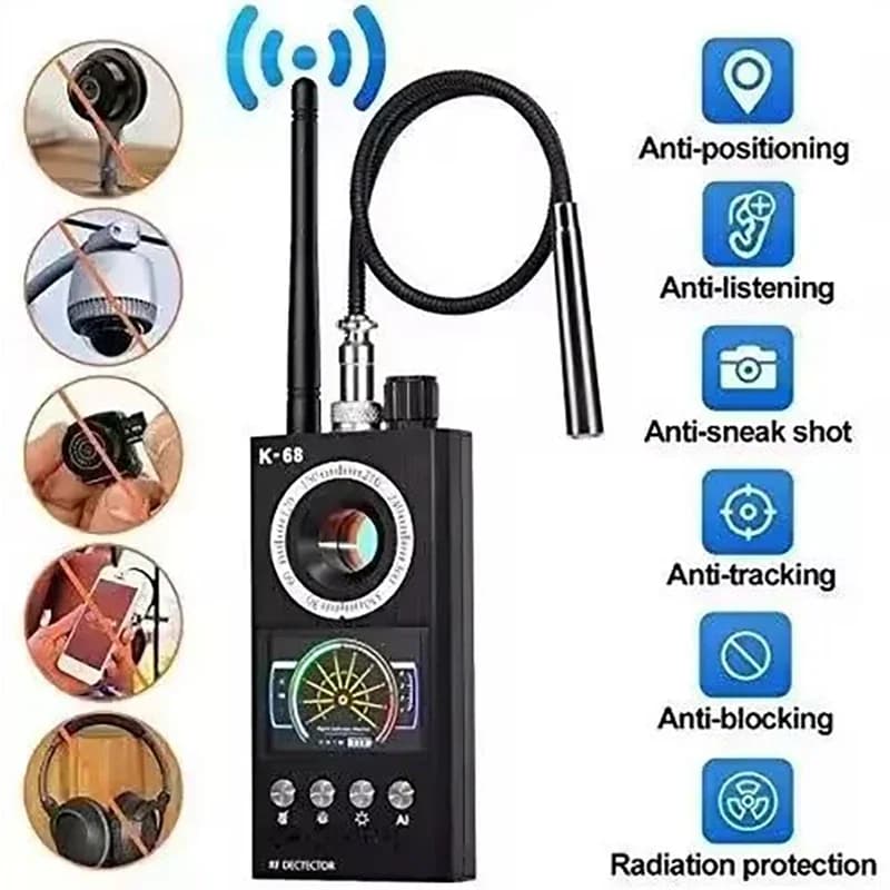 Rilevatore Professionale di Telecamere Spia K68, Scanner Anti-Intercettazione, Protezione di Sicurezza, Rilevatore di Segnali RF, Gadget Nascosti, Localizzatore GPS per Auto