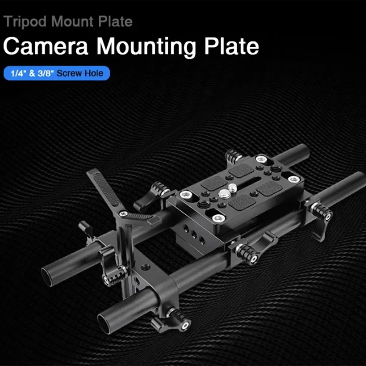 T69C! Piastra di montaggio per fotocamera Pro DSLR, supporto per tracolla, piastra di montaggio per treppiede con supporto per obiettivo, aste da 15 mm (A)