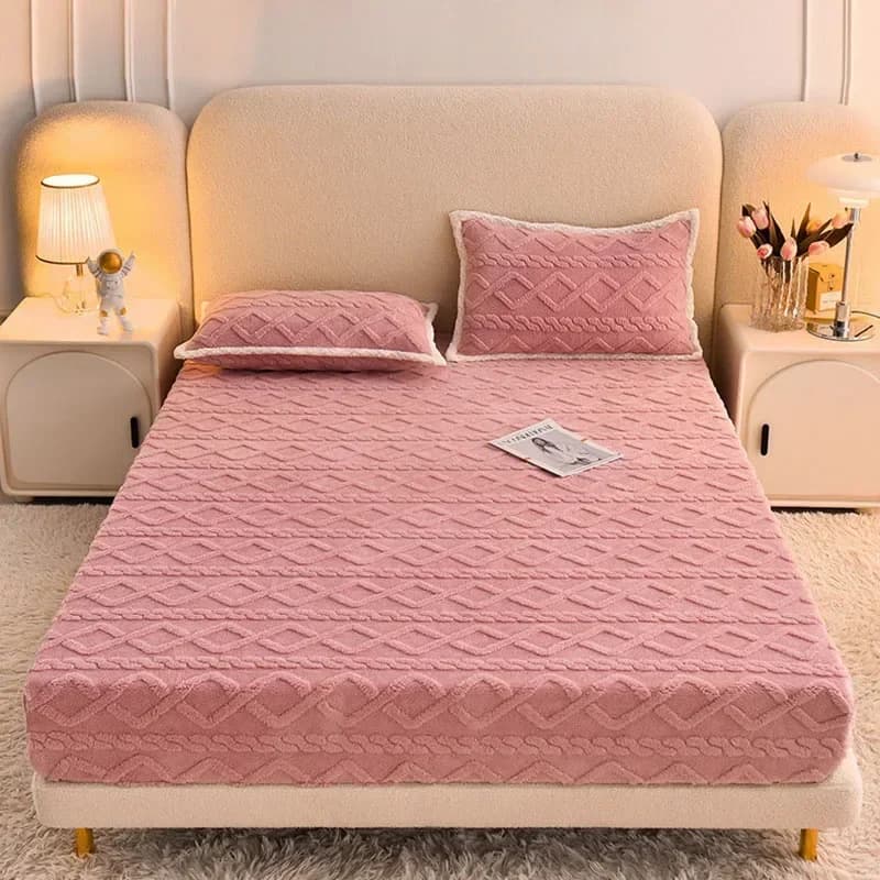 High-quality Tafu Fleece Fitted Sheet for Winter Warmth Skin-friendly Queen Bed Sheet with Elastic Band Bedsheet Mattress Cover