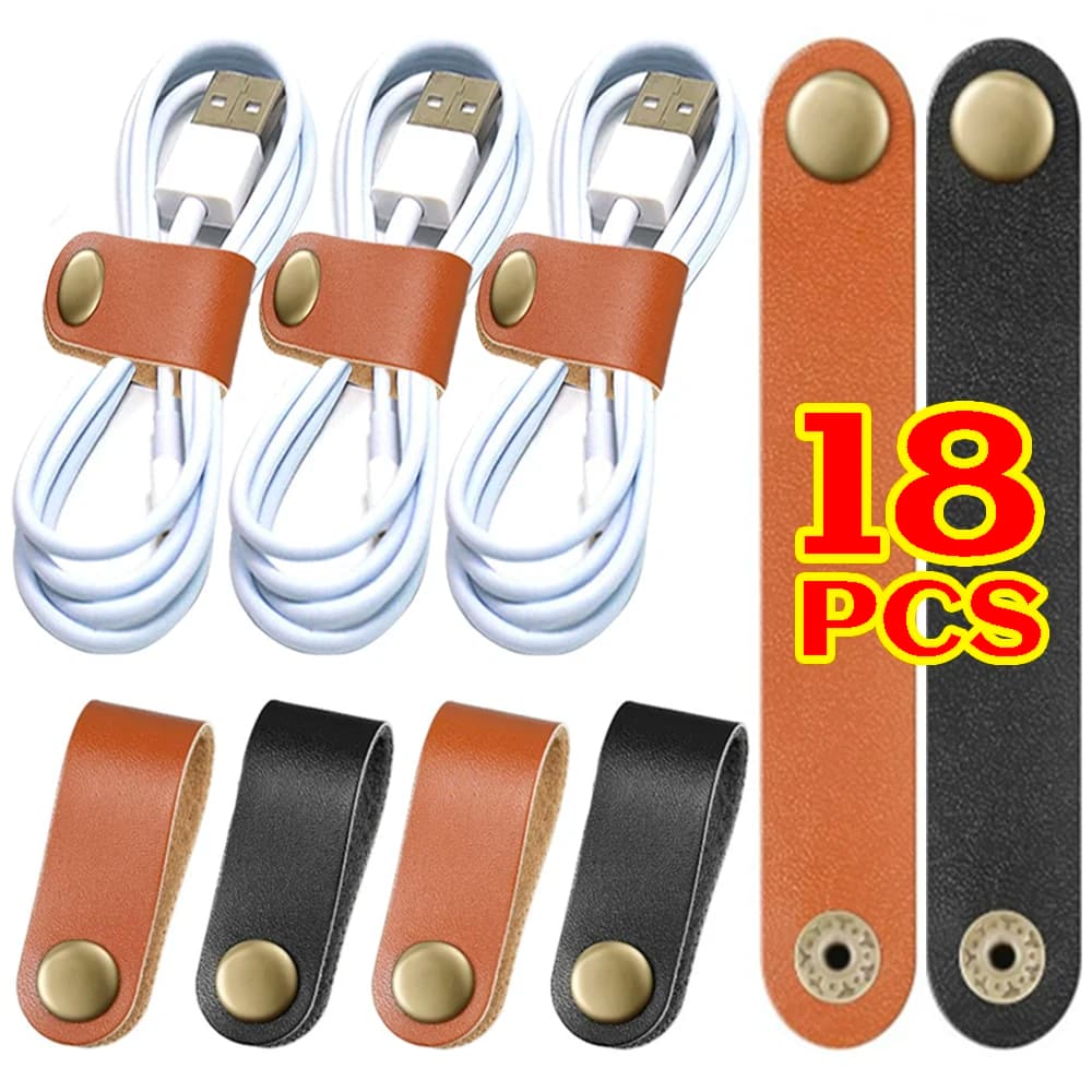 Organizzatore Portatile in Pelle per Cavi, Protezione per Cavi di Ricarica, Mini Clip Portacavi, Gestione Cavi, Accessori per Auricolari
